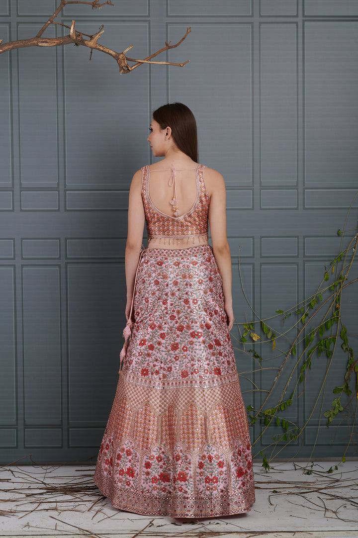 Dusty Rose Ombre Printed Lehenga