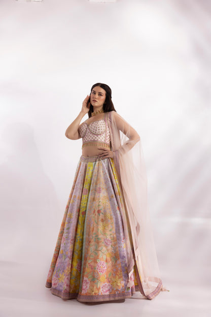 Floral Pastel Multi Color Lehenga