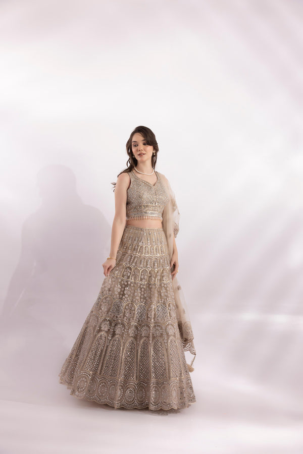 Opulent Cappucino Gold Lehenga