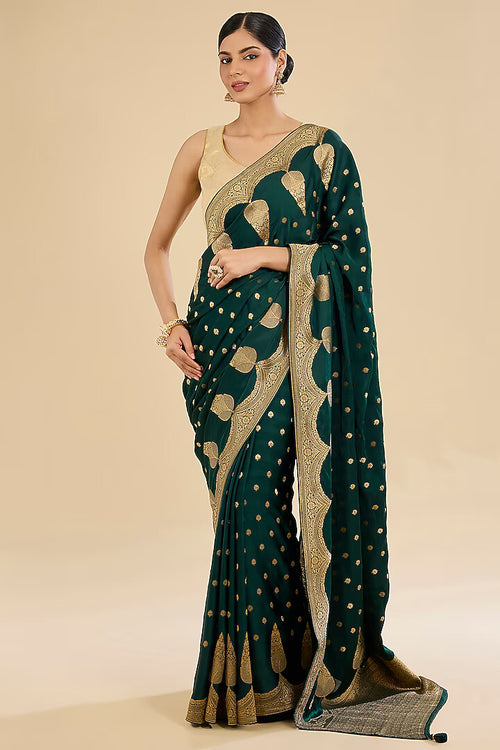 Forest Enchantment: Embroidered Crepe Silk Saree Set