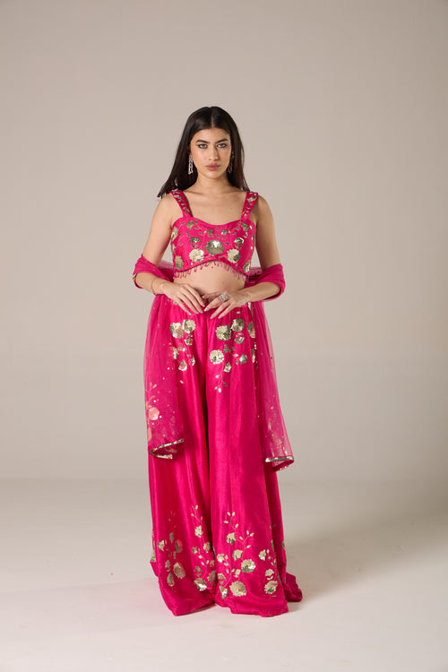 Fuchsia Bloom Indo Western Set