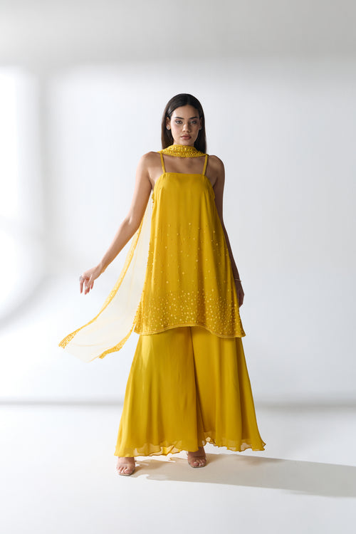 Citron Drift Embellished Sharara