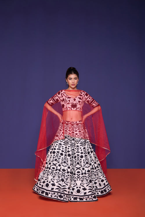 Noir Petal Lehenga Set.