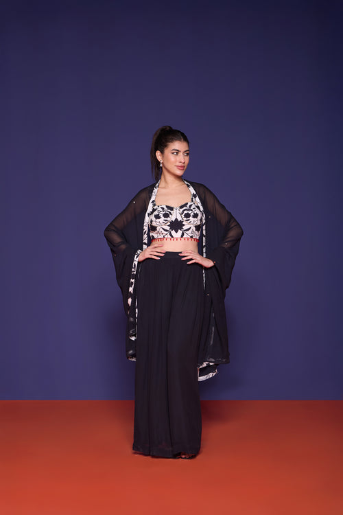 Noir Bloom Indo-Western Set