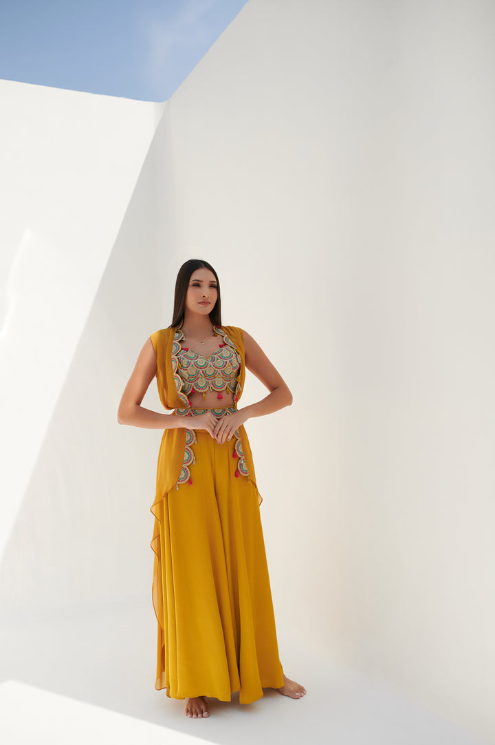 Yellow Multi Color Pop Indo Western Set
