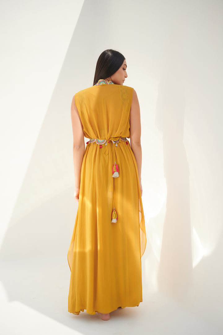 Yellow Multi Color Indo Western Set