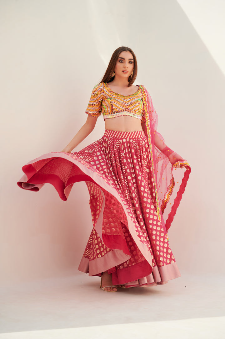 Sunrise Fuchsia Color Pop Lehenga Set