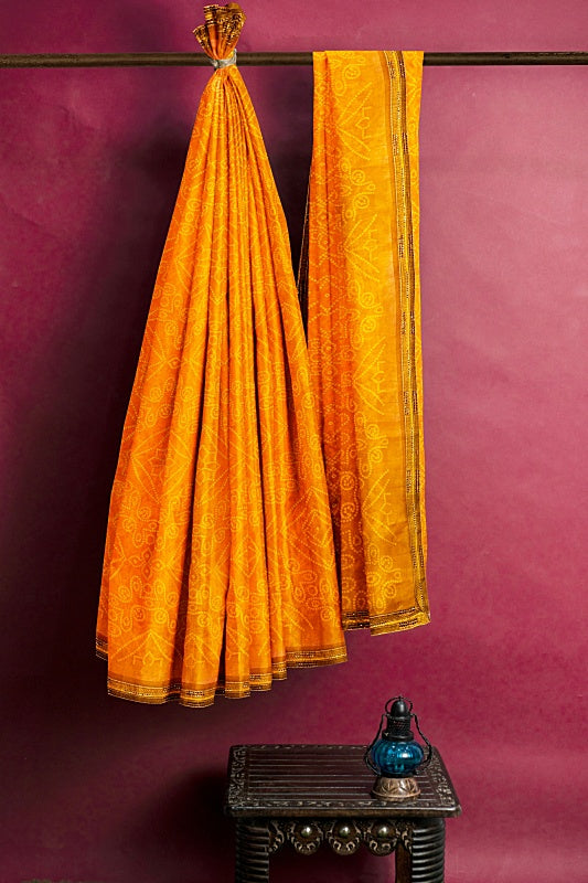 The Sunshine Dot: Mustard Georgette Sequins Work Saree