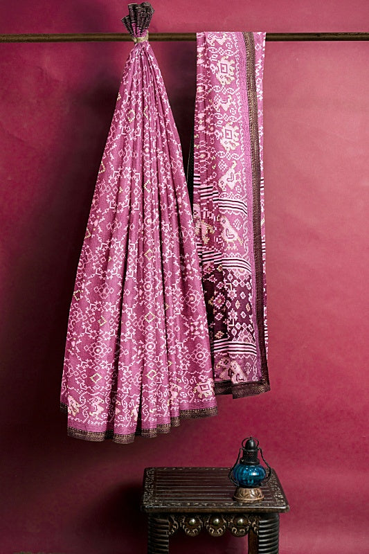 The Amethyst Current: Purple Georgette Lahariya Saree