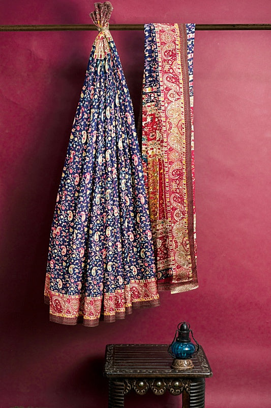 The Sapphire Bloom: Blue Georgette Saree