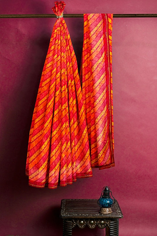 The Amber Current: Sequins Work Lahariya Saree