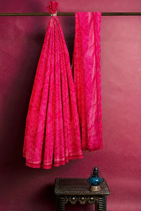 The Fuchsia Dot: Fuchsia Georgette Bandej Saree