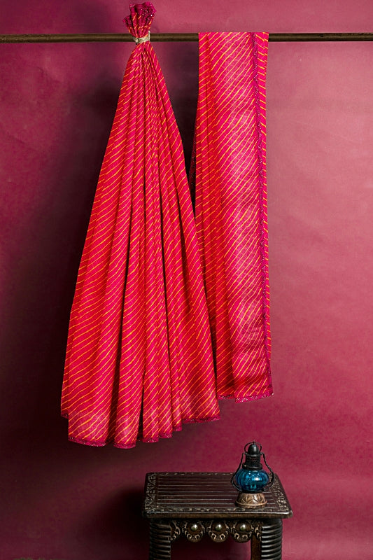 The Festive Current: Rani Pink Georgette Lahariya Saree