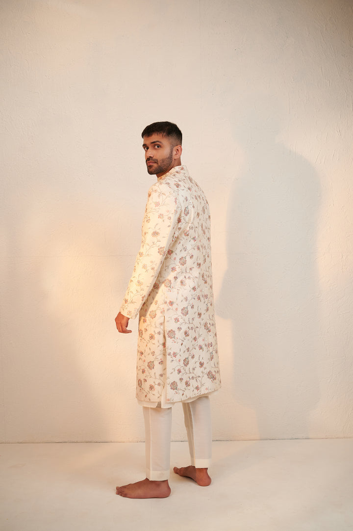 Banarasi Brocade Silk Ivory Sherwani Set