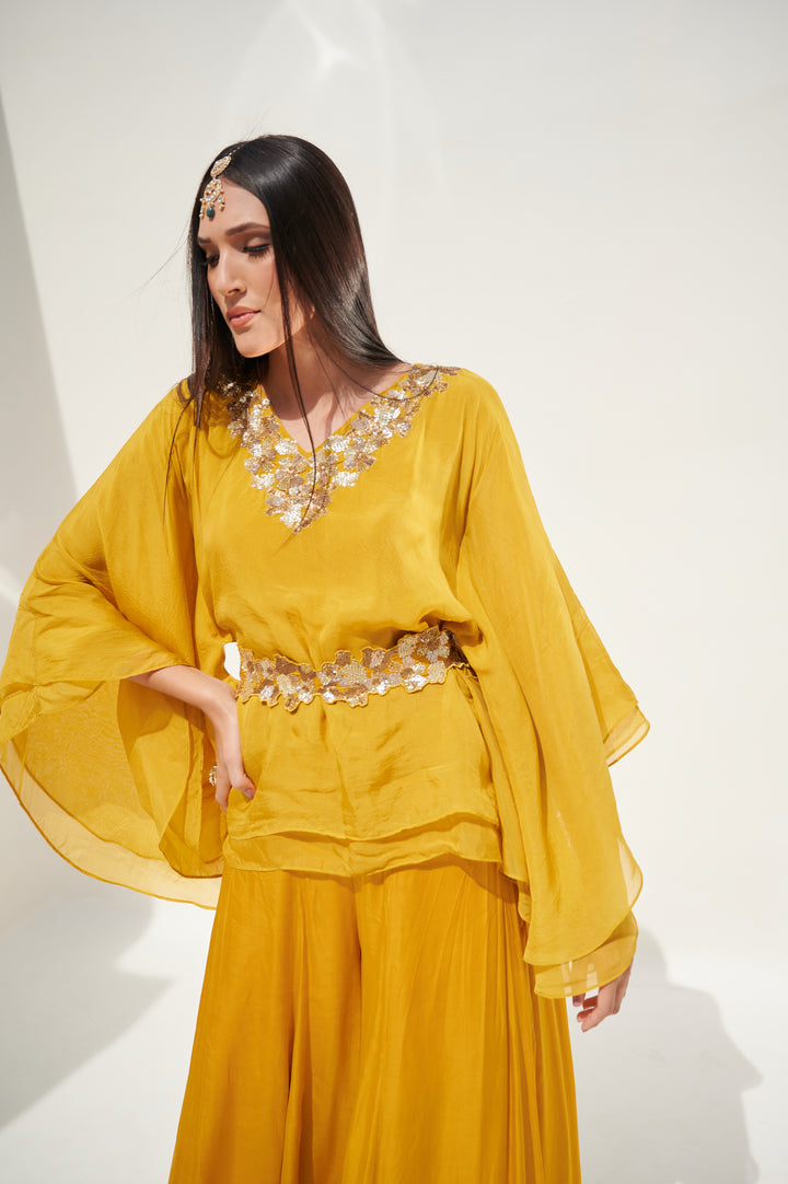 Yellow Kaftan Tunic Palazzo Set