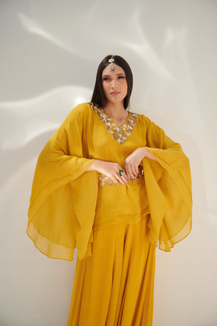 Yellow Kaftan Tunic Palazzo Set