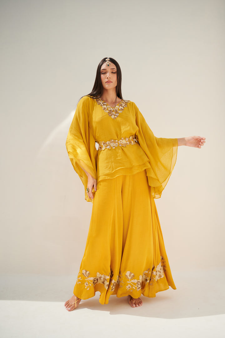 Online Yellow Kaftan Tunic Palazzo Set