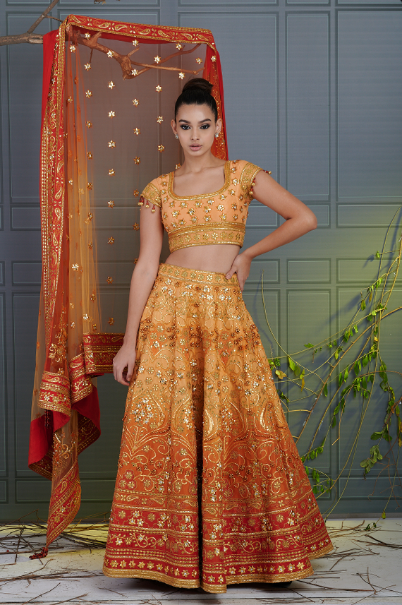 Mustard Ombre Bridal Lehenga