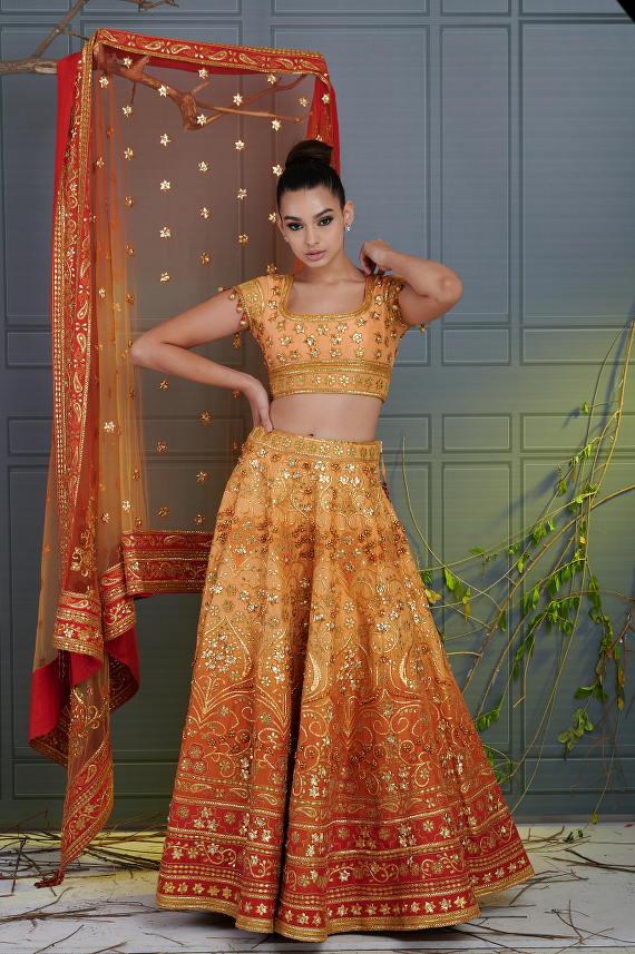 Mustard bridal lehenga deals