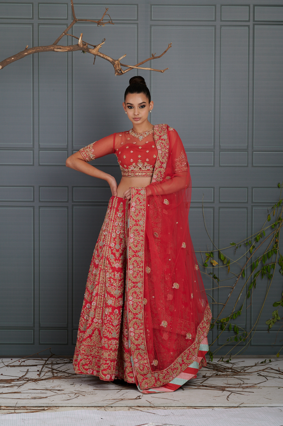 Burnt Orange Bridal Lehenga