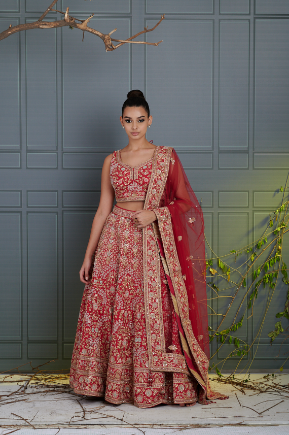 Amarnath Red Bridal Lehenga