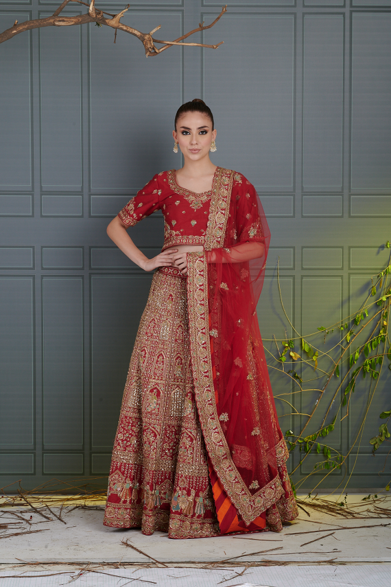 Vintage Red Bridal Lehenga