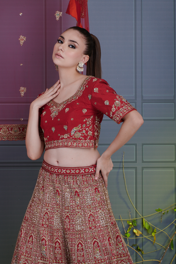 Bridal Lehenga In Red Colour | 3d-mon.com