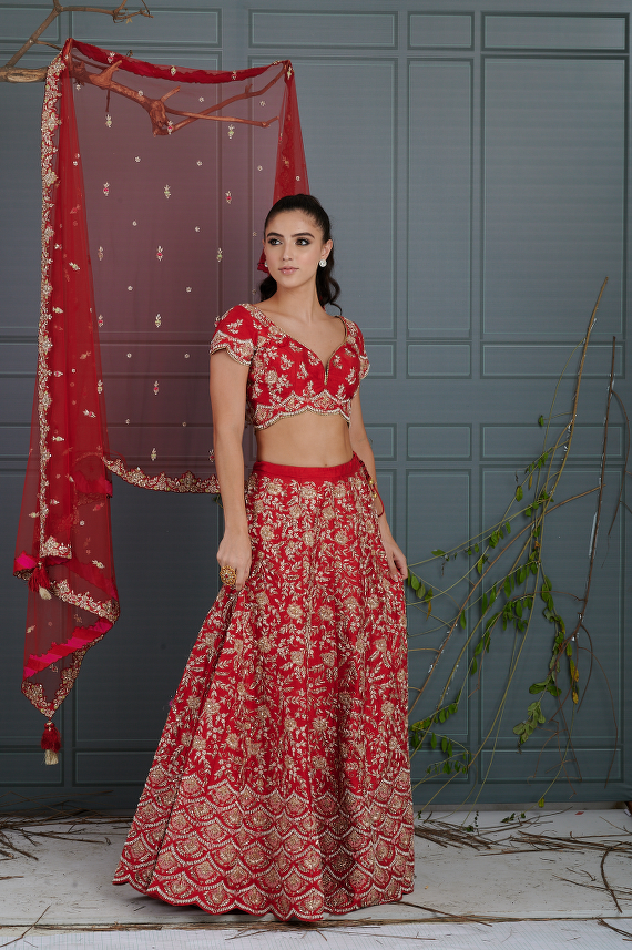 Crimson Bloom Bridal Lehenga