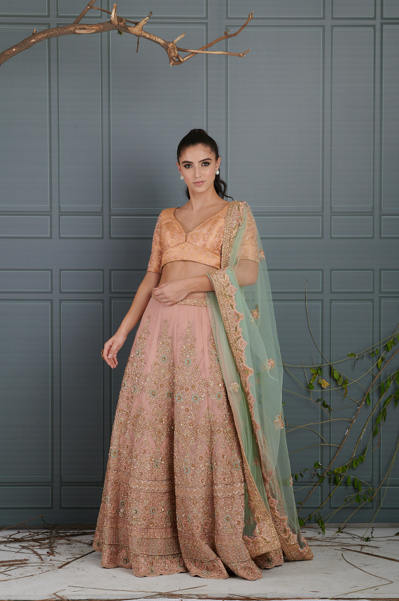 Pastel Peach Enchanted Spring Lehenga